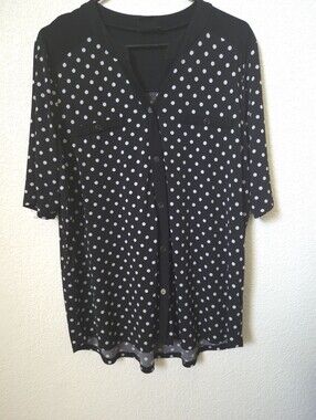 Black Polka Dot Button-Up Blouse